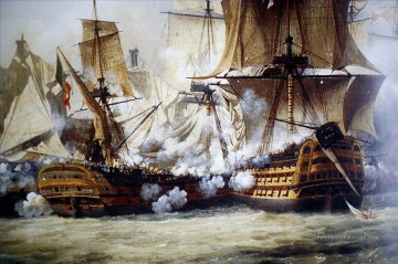 Trafalgar Crepin guerre navale Navire de guerres Peinture à l'huile